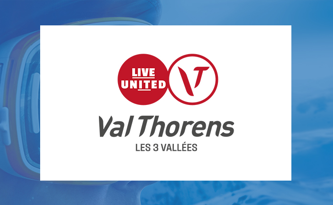 Logo Val Thorens sur fond de montagne
